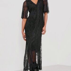 Elegant Black Lace Maxi Dress